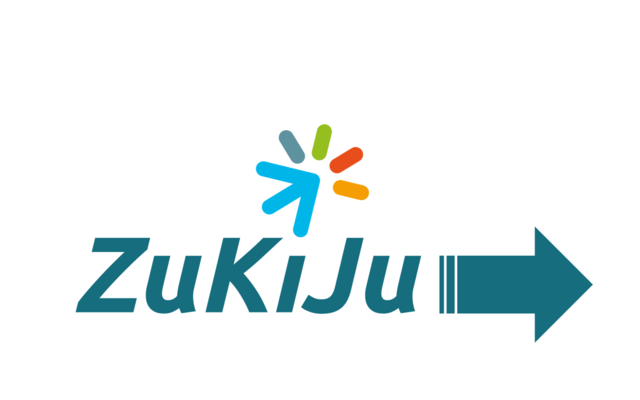 ZuKiJu-Logo und Pfeil nach rechts